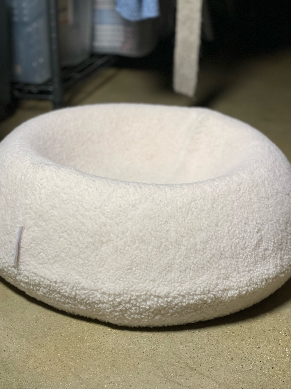 Tuft + Paw Plush Cream Round Sherpa “The Puff” Cat Bed - Picture 8 of 16
